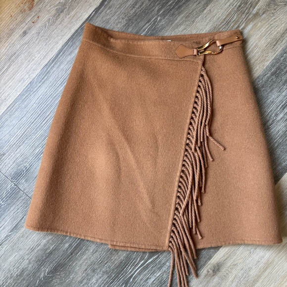 SANDRO PARIS WOMENS WOOL WRAP SKIRT WITH FRINGE - Picture 1 of 7